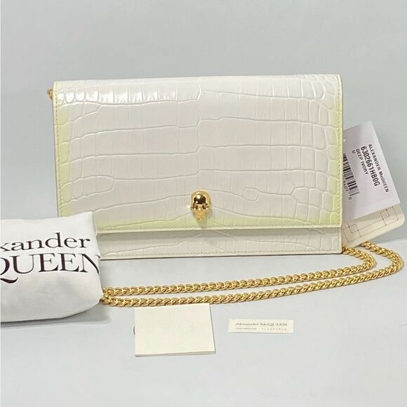 Alexander McQueen Small Skull Croc-Embossed Shoulder Bag - Picture 4 of 12